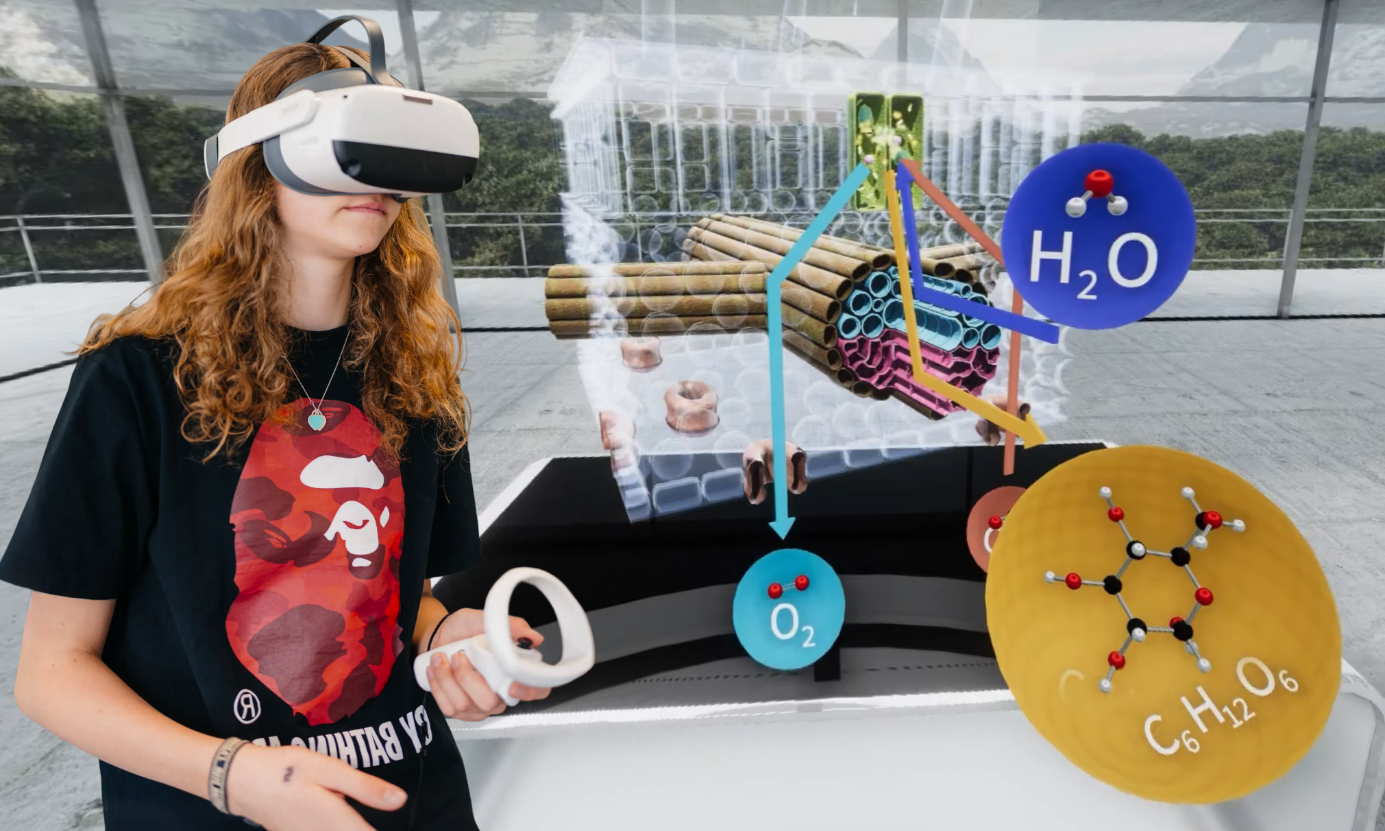 Študentka sa učí pomocou virtuálnej reality
